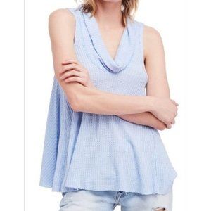 Free People-We the Free Swing It Cowl Top in Sky Heather Blue - Size S - NWT